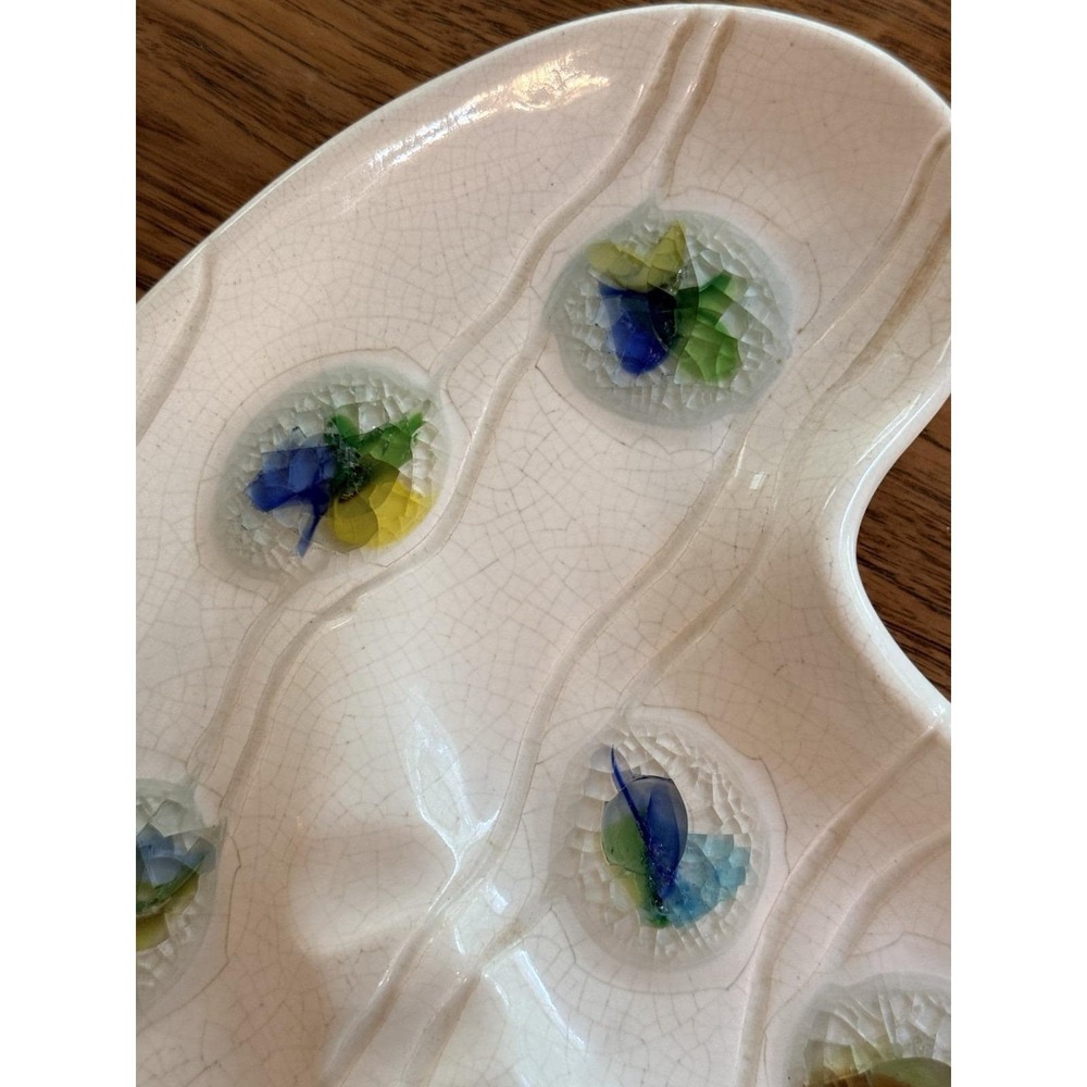 Vintage Jacouin USA Freeform Ceramic Catchall Ashtray MCM Crackle Glaze - Picture 5 of 8
